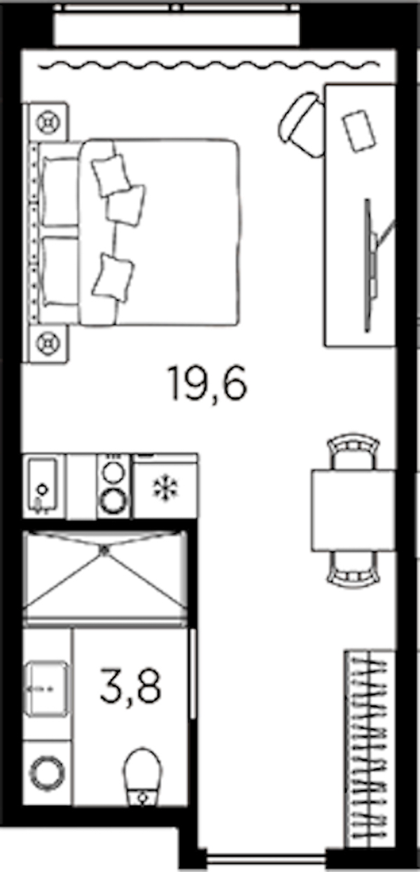 Квартира студия 23.4 м², 2/13 эт., ЖК «AVENIR Industrial»